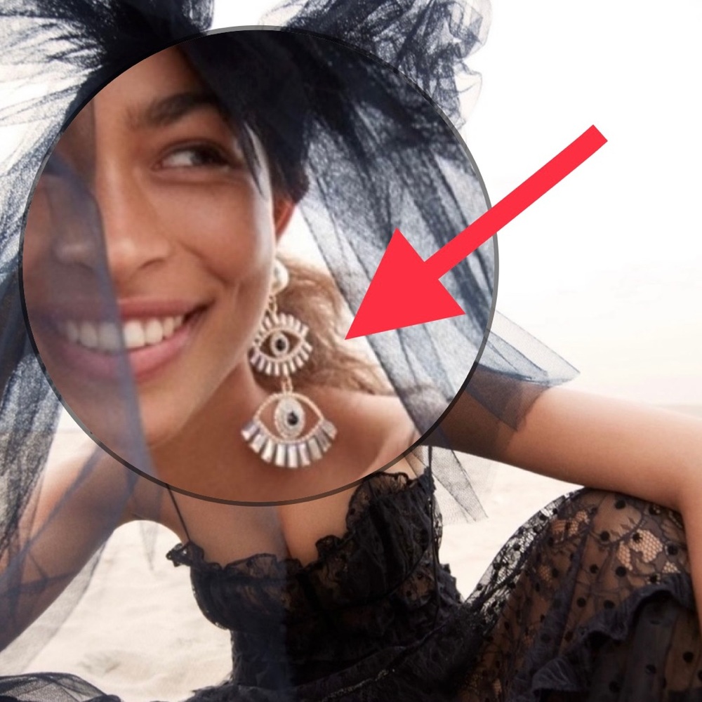 For love and lemons Gold Pearl Evil Eye Earrings